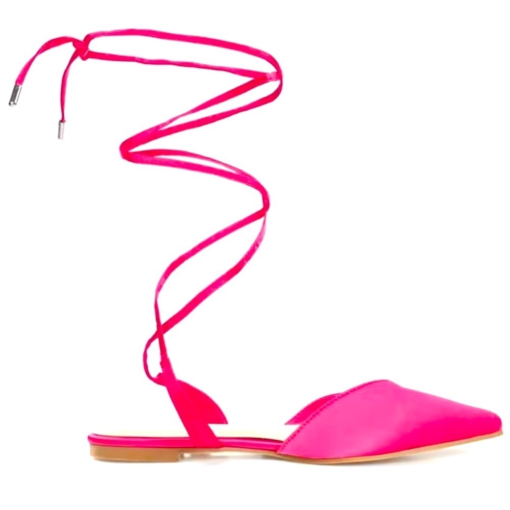 Nwot Journee Collection Theia Fuchsia pink Satin Sandals cushioned flat size 11 - Picture 5 of 15